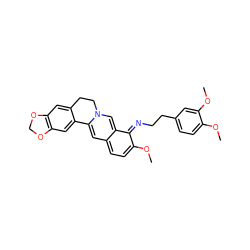 COc1ccc(CCN=c2c(OC)ccc3cc4n(cc2-3)CCc2cc3c(cc2-4)OCO3)cc1OC ZINC000377841269