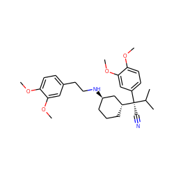 COc1ccc(CCN[C@@H]2CCC[C@@H]([C@@](C#N)(c3ccc(OC)c(OC)c3)C(C)C)C2)cc1OC ZINC000013861388