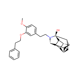 COc1ccc(CCN2[C@@H]3[C@H]4[C@@H]5[C@@H]6[C@@H]7C[C@H]([C@@H]3[C@@H]7[C@]52O)[C@H]64)cc1OCCc1ccccc1 ZINC000261156459