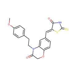 COc1ccc(CCN2C(=O)COc3ccc(/C=C4\SC(=S)NC4=O)cc32)cc1 ZINC000028883352
