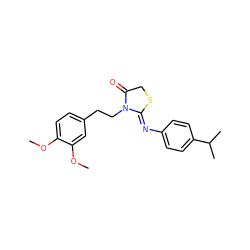 COc1ccc(CCN2C(=O)CS/C2=N\c2ccc(C(C)C)cc2)cc1OC ZINC000018181506