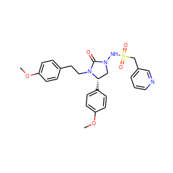 COc1ccc(CCN2C(=O)N(NS(=O)(=O)Cc3cccnc3)C[C@@H]2c2ccc(OC)cc2)cc1 ZINC000043178312