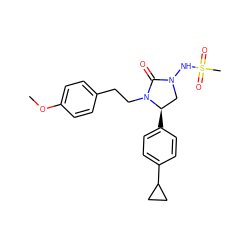 COc1ccc(CCN2C(=O)N(NS(C)(=O)=O)C[C@H]2c2ccc(C3CC3)cc2)cc1 ZINC000043178287