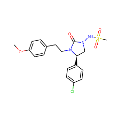 COc1ccc(CCN2C(=O)N(NS(C)(=O)=O)C[C@H]2c2ccc(Cl)cc2)cc1 ZINC000045317944