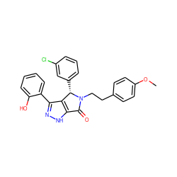 COc1ccc(CCN2C(=O)c3[nH]nc(-c4ccccc4O)c3[C@@H]2c2cccc(Cl)c2)cc1 ZINC000013121939