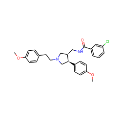 COc1ccc(CCN2C[C@H](CNC(=O)c3cccc(Cl)c3)[C@@H](c3ccc(OC)cc3)C2)cc1 ZINC000071319310