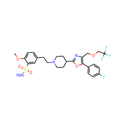 COc1ccc(CCN2CCC(c3nc(COCC(F)(F)F)c(-c4ccc(F)cc4)o3)CC2)cc1S(N)(=O)=O ZINC000003954792