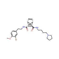 COc1ccc(CCNC(=O)[C@@H]2[C@@H]3C=C[C@H]([C@H]2C(=O)NCCCCN2CCCC2)C32CC2)cc1Br ZINC000168547358