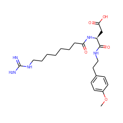 COc1ccc(CCNC(=O)[C@H](CC(=O)O)NC(=O)CCCCCCCNC(=N)N)cc1 ZINC000003803228