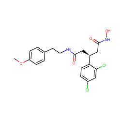 COc1ccc(CCNC(=O)C[C@@H](CC(=O)NO)c2ccc(Cl)cc2Cl)cc1 ZINC000103232238