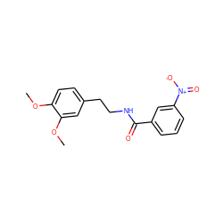 COc1ccc(CCNC(=O)c2cccc([N+](=O)[O-])c2)cc1OC ZINC000000087379