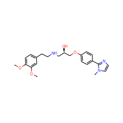 COc1ccc(CCNC[C@@H](O)COc2ccc(-c3nccn3C)cc2)cc1OC ZINC000026014616