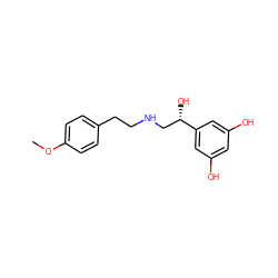 COc1ccc(CCNC[C@H](O)c2cc(O)cc(O)c2)cc1 ZINC000103231260