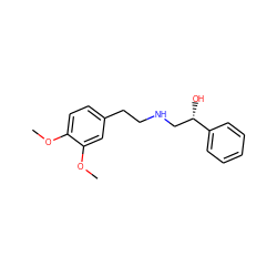 COc1ccc(CCNC[C@H](O)c2ccccc2)cc1OC ZINC000002524859