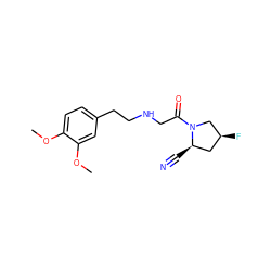 COc1ccc(CCNCC(=O)N2C[C@@H](F)C[C@H]2C#N)cc1OC ZINC000040892449