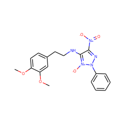 COc1ccc(CCNc2c([N+](=O)[O-])nn(-c3ccccc3)[n+]2[O-])cc1OC ZINC000004813500