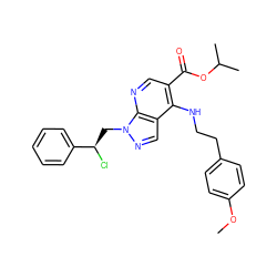 COc1ccc(CCNc2c(C(=O)OC(C)C)cnc3c2cnn3C[C@@H](Cl)c2ccccc2)cc1 ZINC000013675521