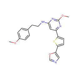 COc1ccc(CCNc2cc(-c3ccc(-c4cnco4)s3)nc(OC)n2)cc1 ZINC000038253416