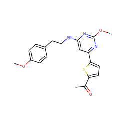 COc1ccc(CCNc2cc(-c3ccc(C(C)=O)s3)nc(OC)n2)cc1 ZINC000066101005