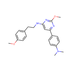 COc1ccc(CCNc2cc(-c3ccc(N(C)C)cc3)nc(OC)n2)cc1 ZINC000035983181