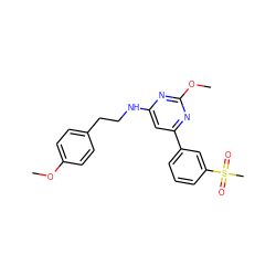 COc1ccc(CCNc2cc(-c3cccc(S(C)(=O)=O)c3)nc(OC)n2)cc1 ZINC000035860505