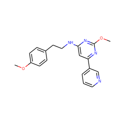 COc1ccc(CCNc2cc(-c3cccnc3)nc(OC)n2)cc1 ZINC000066259419