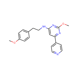 COc1ccc(CCNc2cc(-c3ccncc3)nc(OC)n2)cc1 ZINC000038214327