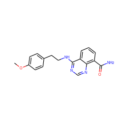COc1ccc(CCNc2ncnc3c(C(N)=O)cccc23)cc1 ZINC000114344262