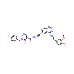 COc1ccc(CCNc2ncnc3ccc(C#CCNC(=O)c4cncn(Cc5ccc(F)c(F)c5)c4=O)cc23)cc1OC ZINC000096176265