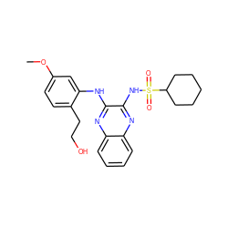 COc1ccc(CCO)c(Nc2nc3ccccc3nc2NS(=O)(=O)C2CCCCC2)c1 ZINC000138161695