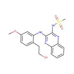 COc1ccc(CCO)c(Nc2nc3ccccc3nc2NS(C)(=O)=O)c1 ZINC000138193816