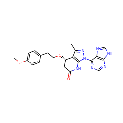 COc1ccc(CCO[C@H]2CC(=O)Nc3c2c(C)nn3-c2ncnc3[nH]cnc23)cc1 ZINC001772609397