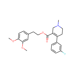 COc1ccc(CCOC(=O)C2=C(c3cccc(F)c3)CCN(C)C2)cc1OC ZINC000095597150