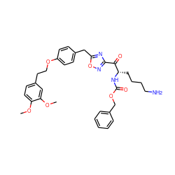 COc1ccc(CCOc2ccc(Cc3nc(C(=O)[C@H](CCCCN)NC(=O)OCc4ccccc4)no3)cc2)cc1OC ZINC000043524496