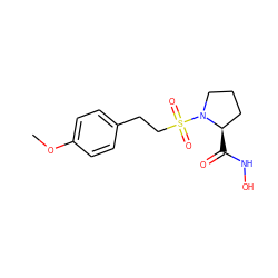 COc1ccc(CCS(=O)(=O)N2CCC[C@H]2C(=O)NO)cc1 ZINC000096270332