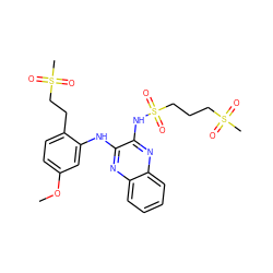 COc1ccc(CCS(C)(=O)=O)c(Nc2nc3ccccc3nc2NS(=O)(=O)CCCS(C)(=O)=O)c1 ZINC000138565658