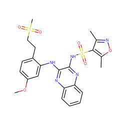 COc1ccc(CCS(C)(=O)=O)c(Nc2nc3ccccc3nc2NS(=O)(=O)c2c(C)noc2C)c1 ZINC000138132099