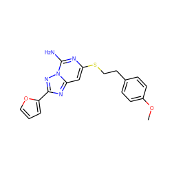 COc1ccc(CCSc2cc3nc(-c4ccco4)nn3c(N)n2)cc1 ZINC000040405237