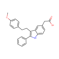 COc1ccc(CCc2c(-c3ccccc3)[nH]c3ccc(CC(=O)O)cc23)cc1 ZINC000000602332