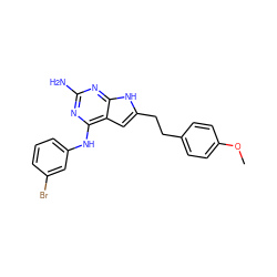 COc1ccc(CCc2cc3c(Nc4cccc(Br)c4)nc(N)nc3[nH]2)cc1 ZINC000040943057