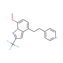 COc1ccc(CCc2ccncc2)c2cc(C(F)(F)F)nn12 ZINC000096933410