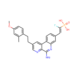 COc1ccc(CCc2cnc3c(N)nc4cc(/C=C(\F)P(=O)(O)O)ccc4c3c2)c(C)c1 ZINC000116440232