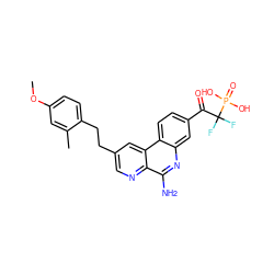 COc1ccc(CCc2cnc3c(N)nc4cc(C(=O)C(F)(F)P(=O)(O)O)ccc4c3c2)c(C)c1 ZINC000113406479