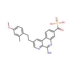 COc1ccc(CCc2cnc3c(N)nc4cc(C(=O)P(=O)(O)O)ccc4c3c2)c(C)c1 ZINC000116440416