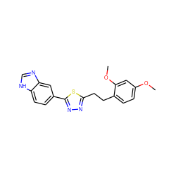 COc1ccc(CCc2nnc(-c3ccc4[nH]cnc4c3)s2)c(OC)c1 ZINC000096283012