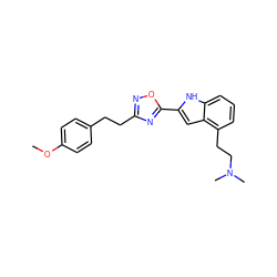 COc1ccc(CCc2noc(-c3cc4c(CCN(C)C)cccc4[nH]3)n2)cc1 ZINC000036311425