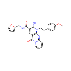 COc1ccc(CCn2c(=N)c(C(=O)NCc3ccco3)cc3c(=O)n4ccccc4nc32)cc1 ZINC000100476514