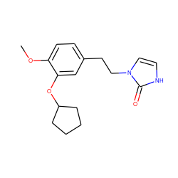 COc1ccc(CCn2cc[nH]c2=O)cc1OC1CCCC1 ZINC000013438844