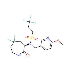 COc1ccc(CN([C@@H]2CC(F)(F)CCNC2=O)S(=O)(=O)CCC(F)(F)F)cn1 ZINC000029129548