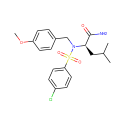 COc1ccc(CN([C@H](CC(C)C)C(N)=O)S(=O)(=O)c2ccc(Cl)cc2)cc1 ZINC000095555712